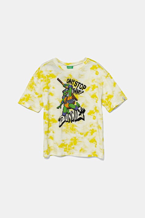 United Colors of Benetton t-shirt bawełniany dziecięcy kolor żółty wzorzysty 3ORKC10P3