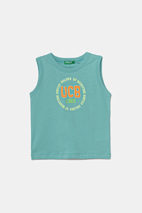 United Colors of Benetton tricou de bumbac pentru copii culoarea turcoaz, cu imprimeu, 3I1XGH013