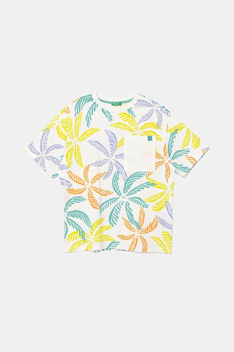 United Colors of Benetton t-shirt bawełniany dziecięcy kolor biały wzorzysty 3PDQC10PA