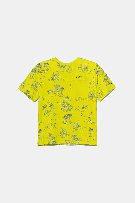 United Colors of Benetton t-shirt bawełniany dziecięcy kolor żółty wzorzysty 3PDQC10PA