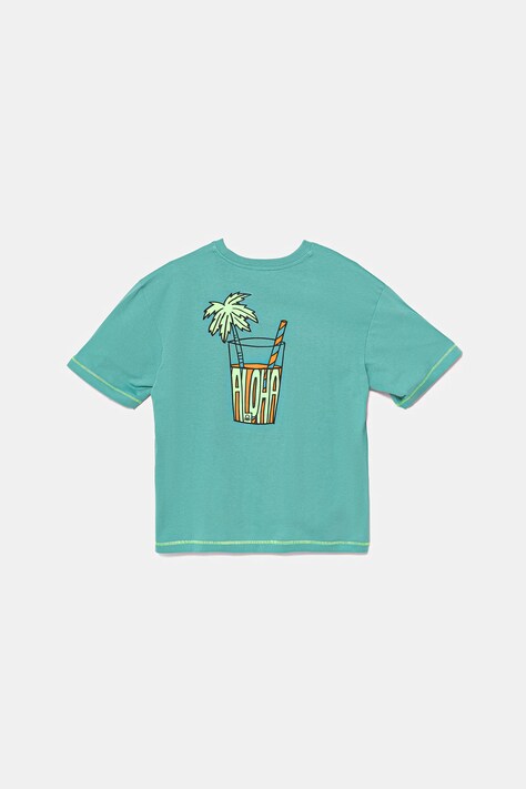Bavlněné tričko United Colors of Benetton tyrkysová barva, s potiskem, 3I1XC10P6
