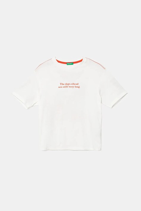 United Colors of Benetton t-shirt bawełniany dziecięcy kolor biały z nadrukiem 3I1XC10P4