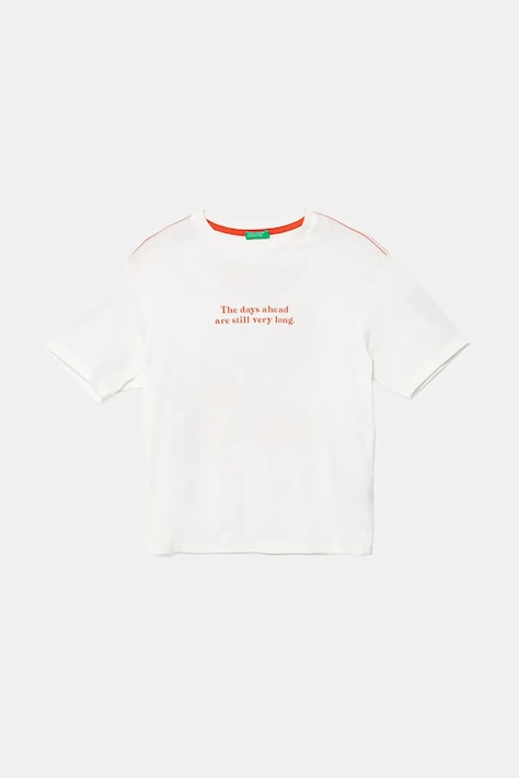 United Colors of Benetton gyerek pamut póló fehér, nyomott mintás, 3I1XC10P4