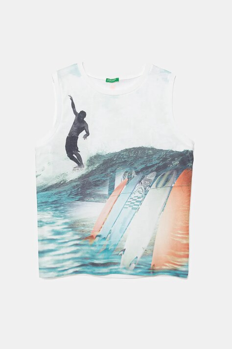 United Colors of Benetton gyerek top fehér, mintás, 3RD0CH020