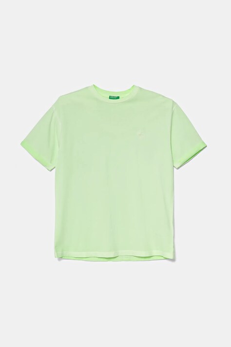 United Colors of Benetton t-shirt bawełniany dziecięcy kolor zielony melanżowy 3085C10P9