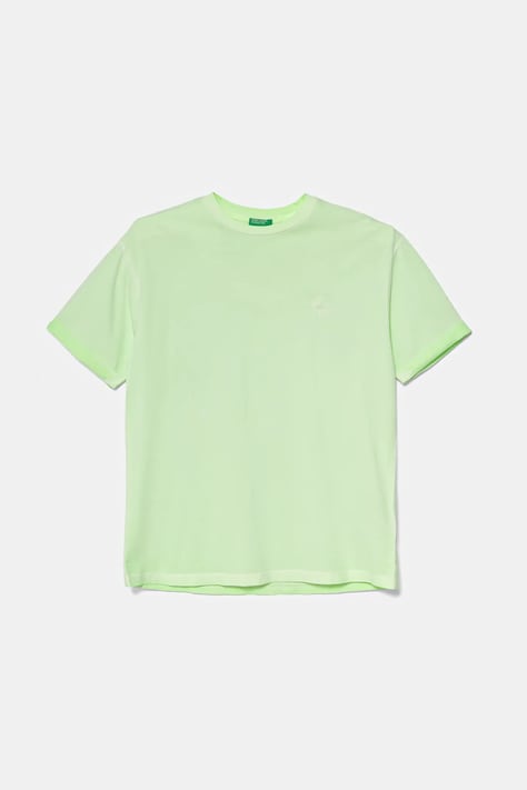 Detské bavlnené tričko United Colors of Benetton zelená farba, melanžové, 3085C10P9