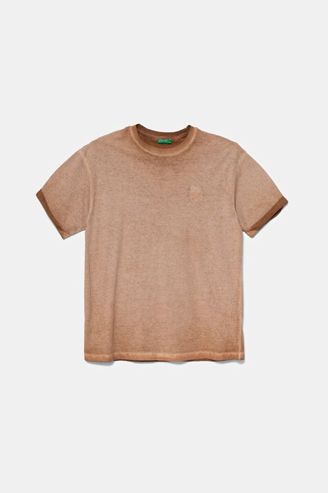 United Colors of Benetton t-shirt bawełniany dziecięcy kolor brązowy melanżowy 3085C10P9