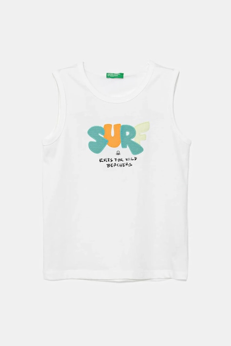 United Colors of Benetton top din bumbac pentru copii culoarea alb, cu imprimeu, 3I1XGH014
