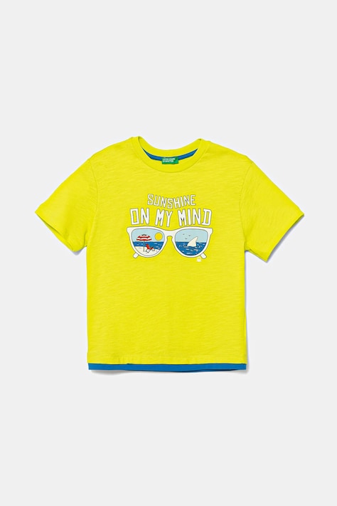 United Colors of Benetton t-shirt bawełniany dziecięcy kolor żółty z nadrukiem 3SLUG10JF