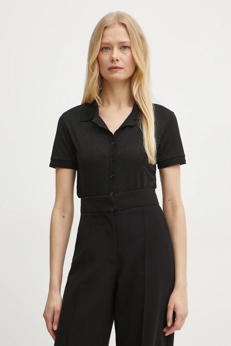 Patrizia Pepe tricou polo femei, culoarea negru, 8K0279 K128