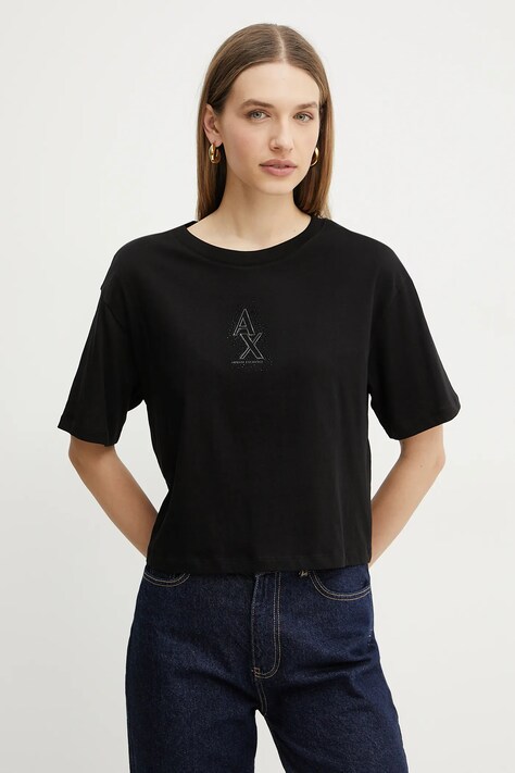 Armani Exchange tricou din bumbac femei, culoarea negru, XW000102 AF10359