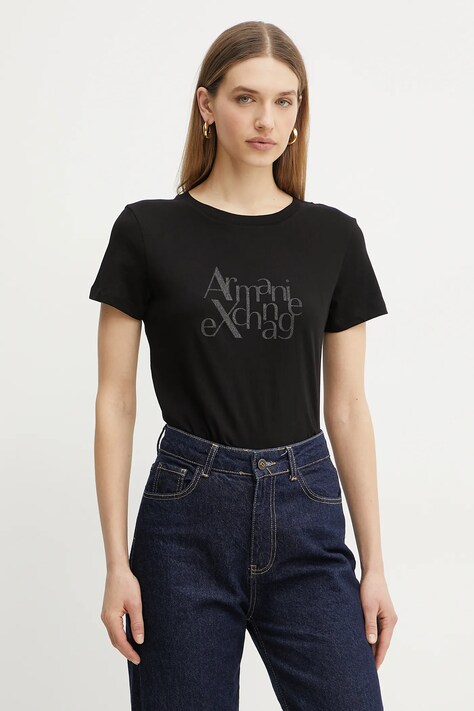 Armani Exchange tricou din bumbac femei, culoarea negru, XW000109 AF10359