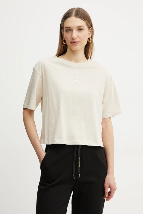 Armani Exchange t-shirt bawełniany damski kolor beżowy XW000321 AF10356