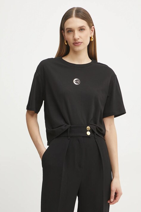 Хлопковая футболка Armani Exchange женская цвет чёрный XW000321 AF10356