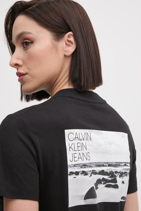 Pamučna majica Calvin Klein Jeans za žene, boja: crna, J20J224986