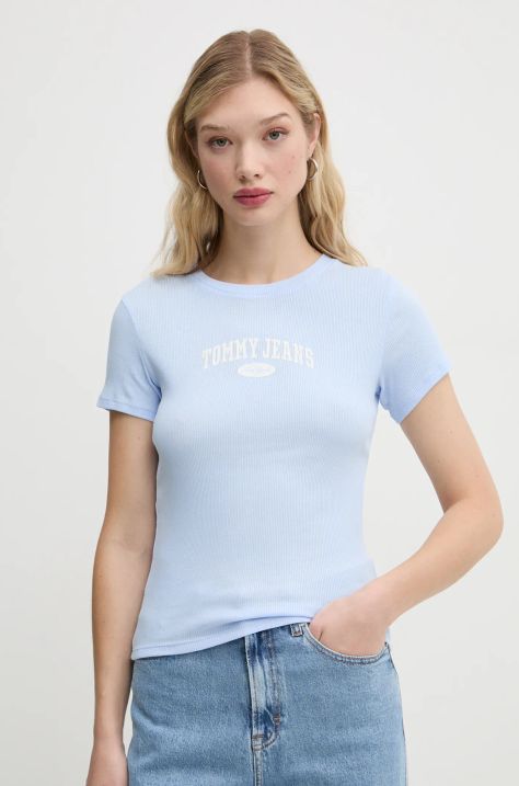 Tommy Jeans t-shirt in cotone donna colore blu DW0DW19435