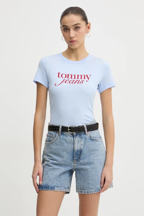 Хлопковая футболка Tommy Jeans женская  DW0DW19447