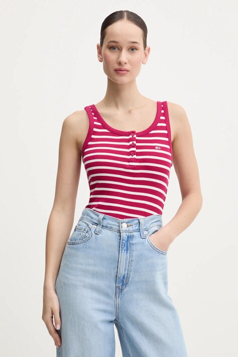 Top Tommy Jeans dámský, růžová barva, DW0DW19492