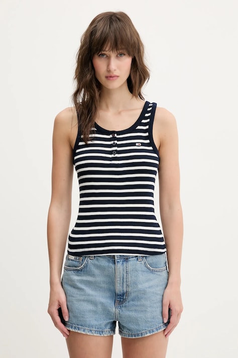Tommy Jeans top femei, culoarea albastru marin, DW0DW19492