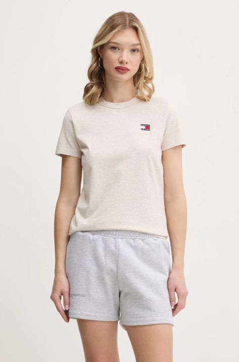 Tommy Jeans t-shirt bawełniany damski kolor beżowy DW0DW20153