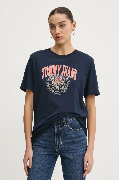 Tommy Jeans t-shirt bawełniany damski kolor granatowy DW0DW20212