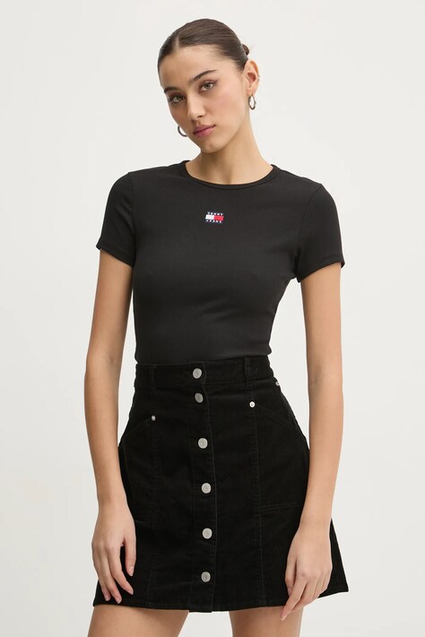 Tričko Tommy Jeans černá barva, DW0DW20463