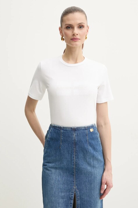 Elisabetta Franchi tricou din bumbac femei, culoarea alb, MA00251E2