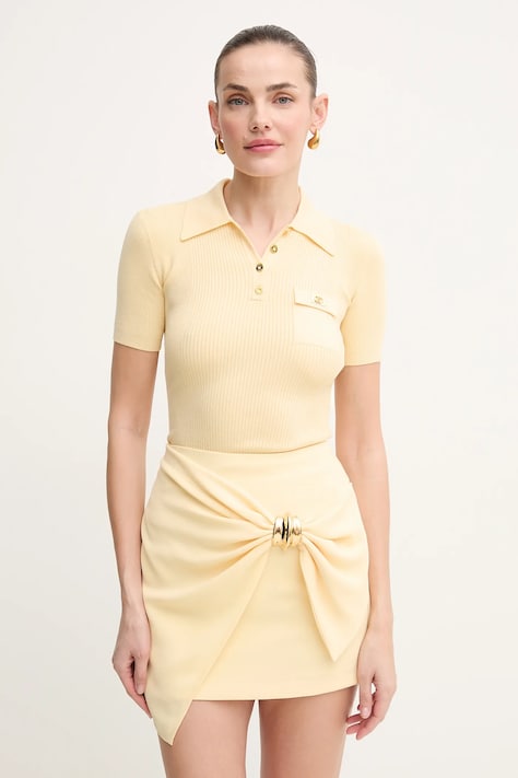 Elisabetta Franchi Sweter z domieszką jedwabiu kolor żółty MK63B51E2