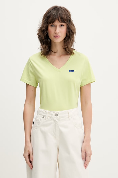 HUGO Blue t-shirt γυναικείο βαμβακερό Classic V_B πράσινο 50513667