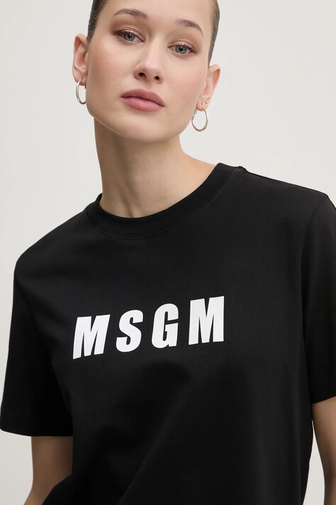 MSGM tricou din bumbac femei, culoarea negru, 3841MDM92.257002
