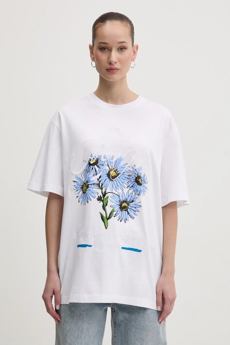 Bavlnené tričko MSGM dámske, biela farba, 3841MDM133.257269