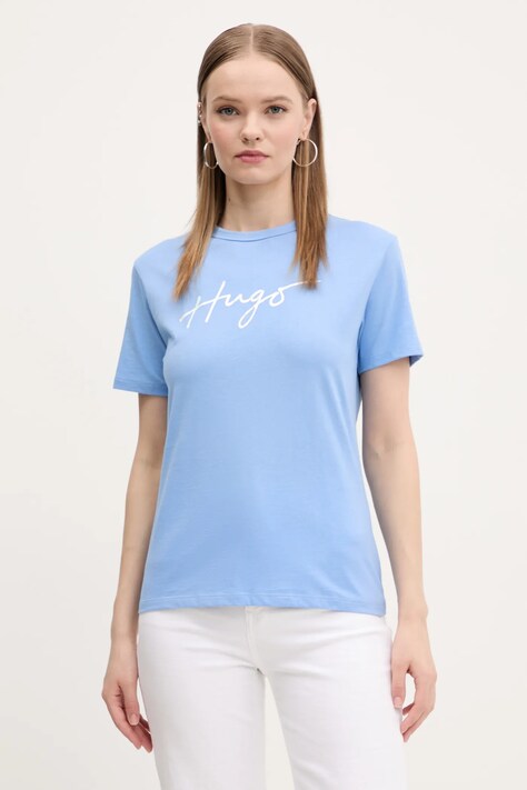 HUGO t-shirt in cotone donna colore blu 50535491