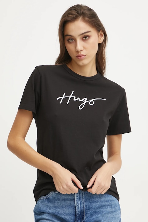 HUGO tricou din bumbac femei, culoarea negru, 50535491