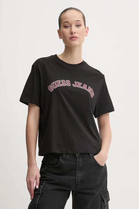 Guess Jeans tricou din bumbac femei, culoarea negru, W5RI41 K8HM0