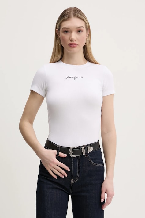 Guess Jeans tricou femei, culoarea alb, W5RI57 KA0H1