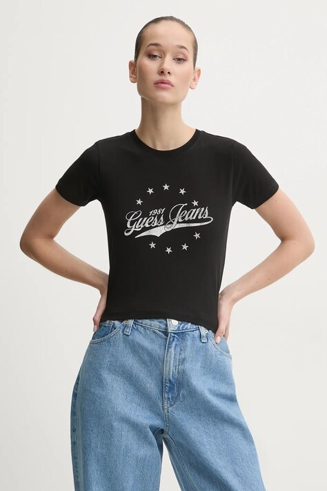 Guess Jeans tricou femei, culoarea negru, W5RI59 J1314