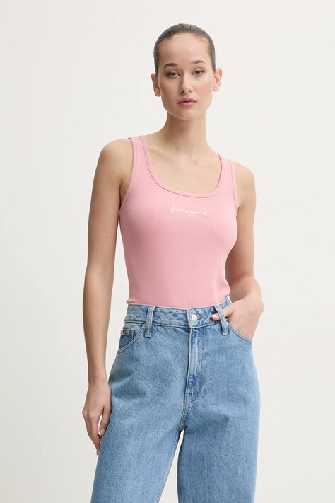 Top Guess Jeans dámský, růžová barva, W5RP48 KA0H1