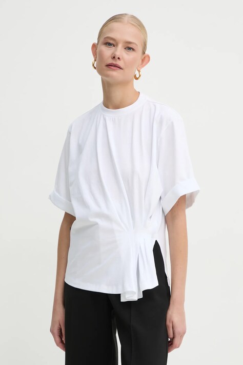 Bavlněné tričko Victoria Beckham bílá barva, 1125JTS006052A