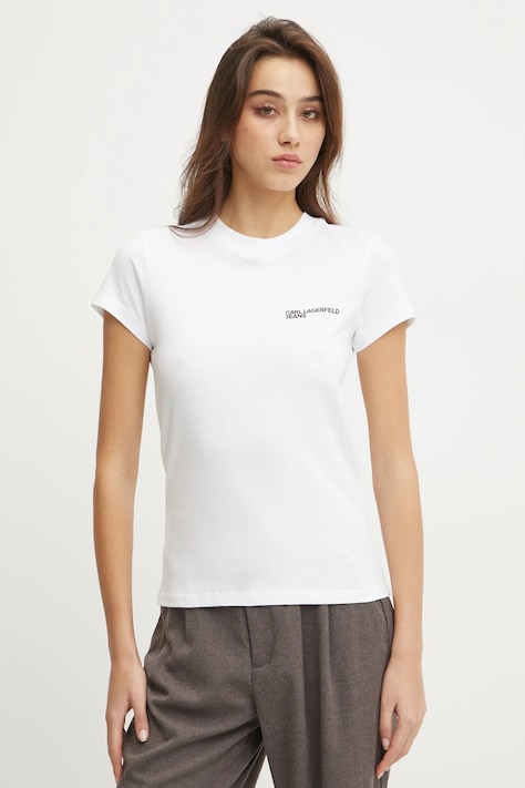 Bavlněné tričko Karl Lagerfeld Jeans bílá barva, A1W17004
