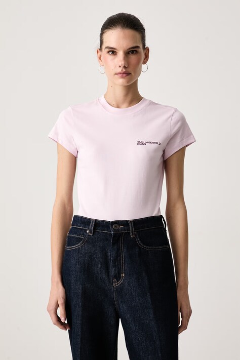 Karl Lagerfeld Jeans T-shirt damski bawełniany różowy A1W17004