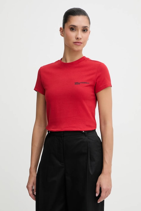 Pamučna majica Karl Lagerfeld Jeans za žene, boja: bijela, A1W17004