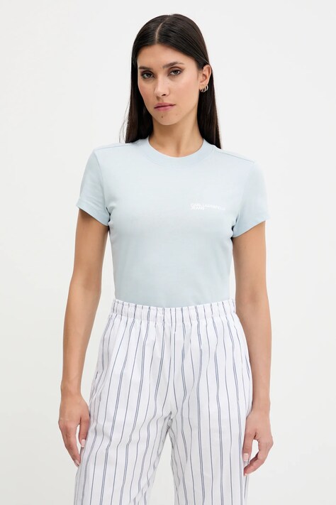Karl Lagerfeld Jeans t-shirt bawełniany damski kolor niebieski A1W17004