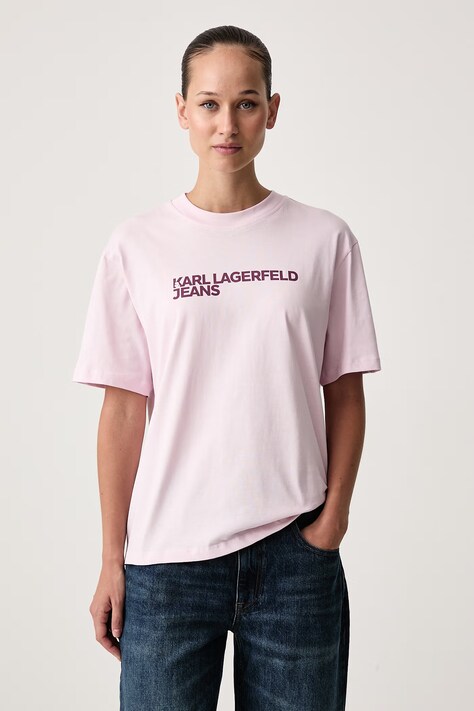Karl Lagerfeld Jeans T-shirt damski bawełniany różowy A1W17005