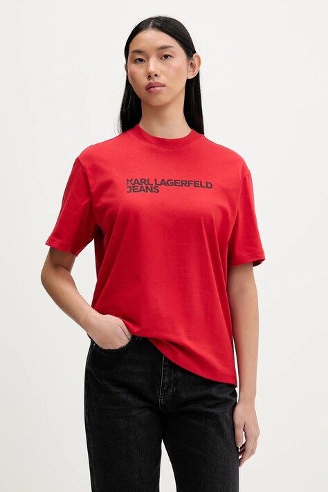 Pamučna majica Karl Lagerfeld Jeans za žene, boja: bijela, A1W17005