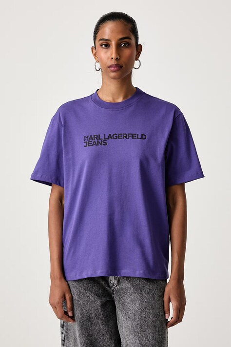 Karl Lagerfeld Jeans T-shirt damski bawełniany fioletowy A1W17005