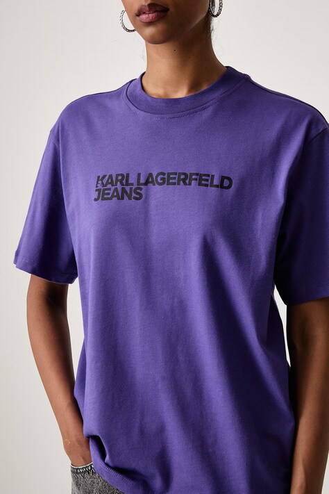 Karl Lagerfeld Jeans T-shirt damski bawełniany fioletowy A1W17005