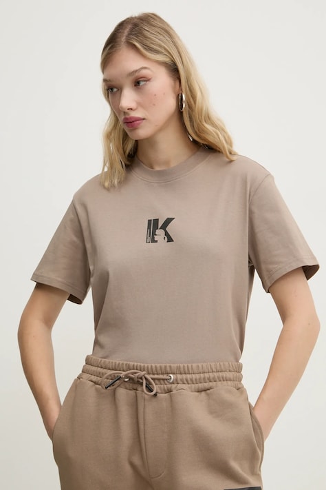 Karl Lagerfeld Jeans tricou din bumbac femei, culoarea bej, A1W17031