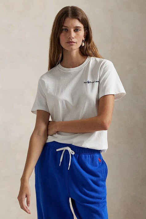 Polo Ralph Lauren tricou din bumbac femei, culoarea alb, 211959114