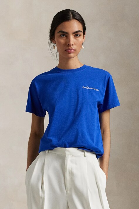 Polo Ralph Lauren t-shirt in cotone donna colore blu 211959114