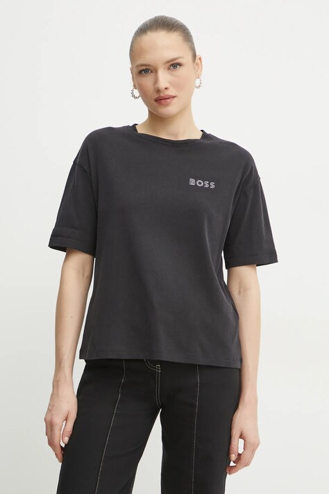 BOSS Orange tricou din bumbac femei, culoarea negru, 50535106